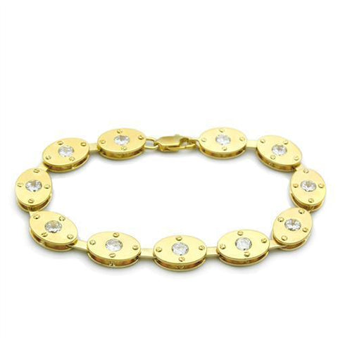 LO2018 - Matte Gold & Gold Brass Bracelet with AAA Grade CZ  in Clear