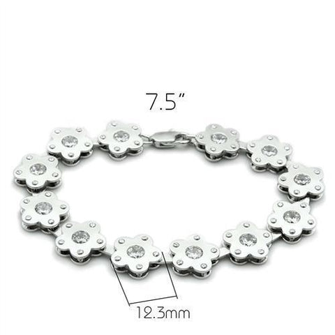 LO2019 - Matte Rhodium & Rhodium Brass Bracelet with AAA Grade CZ  in Clear