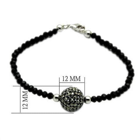 LO2048 - Rhodium + Ruthenium Brass Bracelet with Top Grade Crystal  in Jet