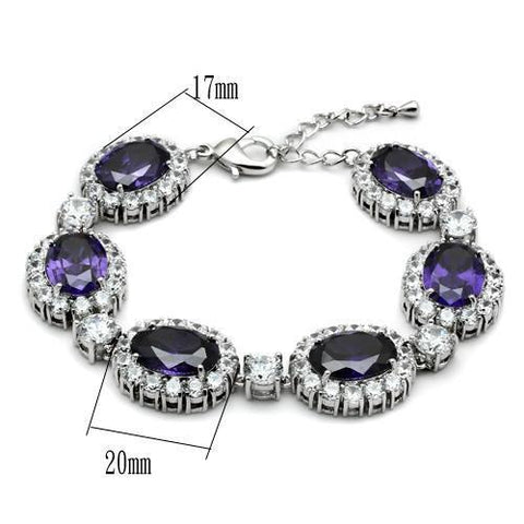 LO2359 - Rhodium Brass Bracelet with AAA Grade CZ  in Amethyst