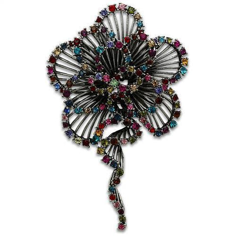 LO2395 - Imitation Rhodium White Metal Brooches with Top Grade Crystal  in Multi Color