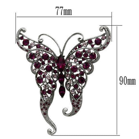 LO2396 - Imitation Rhodium White Metal Brooches with Top Grade Crystal  in Multi Color