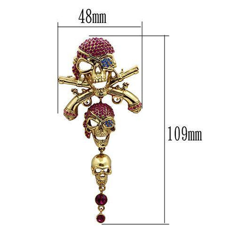 LO2416 - Gold White Metal Brooches with Top Grade Crystal  in Multi Color