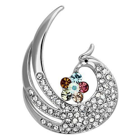 LO2773 - Imitation Rhodium White Metal Brooches with Top Grade Crystal  in Multi Color