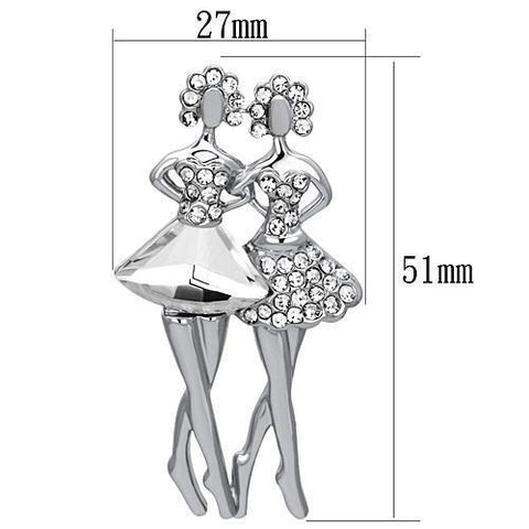 LO2775 - Imitation Rhodium White Metal Brooches with Synthetic Synthetic Glass in Clear