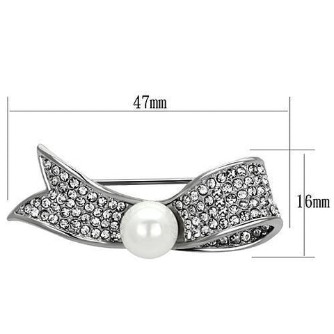 LO2799 - Imitation Rhodium White Metal Brooches with Synthetic Pearl in White