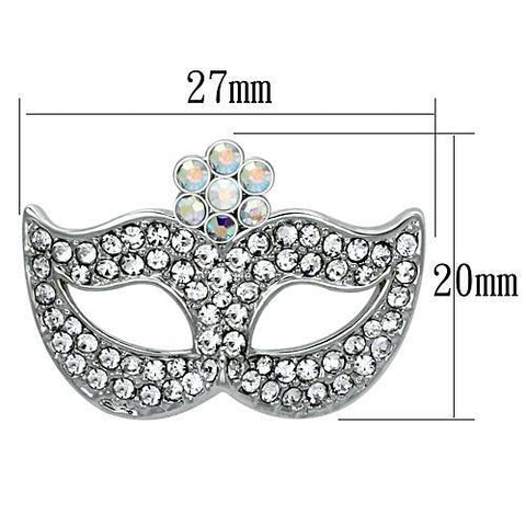 LO2807 - Imitation Rhodium White Metal Brooches with Top Grade Crystal  in Aurora Borealis (Rainbow Effect)