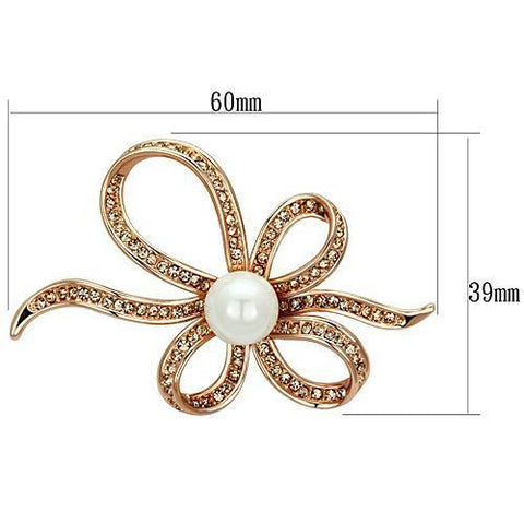 LO2841 - Flash Rose Gold White Metal Brooches with Synthetic Pearl in White