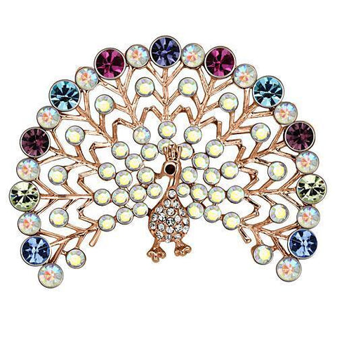 LO2849 - Flash Rose Gold White Metal Brooches with Top Grade Crystal  in Multi Color