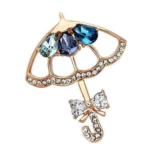 LO2855 - Flash Rose Gold White Metal Brooches with Synthetic Glass Bead in Multi Color