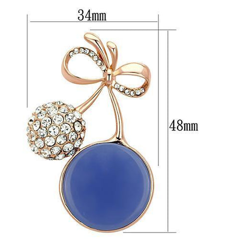 LO2857 - Flash Rose Gold White Metal Brooches with Synthetic Synthetic Stone in Capri Blue