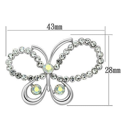 LO2864 - Imitation Rhodium White Metal Brooches with Top Grade Crystal  in Aurora Borealis (Rainbow Effect)