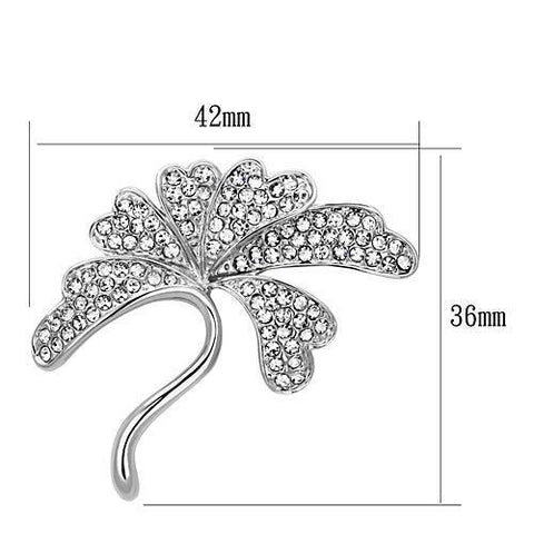 LO2874 - Imitation Rhodium White Metal Brooches with Top Grade Crystal  in Clear