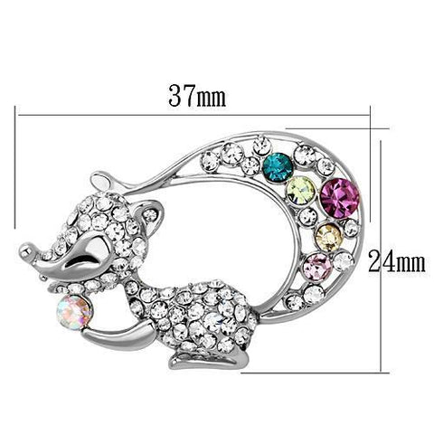 LO2888 - Imitation Rhodium White Metal Brooches with Top Grade Crystal  in Multi Color