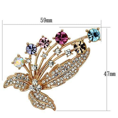 LO2922 - Flash Rose Gold White Metal Brooches with Top Grade Crystal  in Multi Color