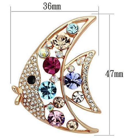 LO2923 - Flash Rose Gold White Metal Brooches with Top Grade Crystal  in Multi Color