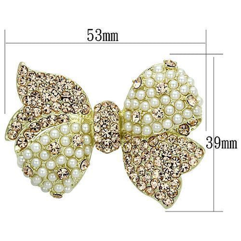 LO2927 - Flash Gold White Metal Brooches with Synthetic Pearl in White