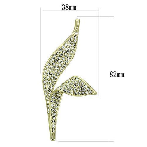 LO2935 - Flash Gold White Metal Brooches with Top Grade Crystal  in Clear