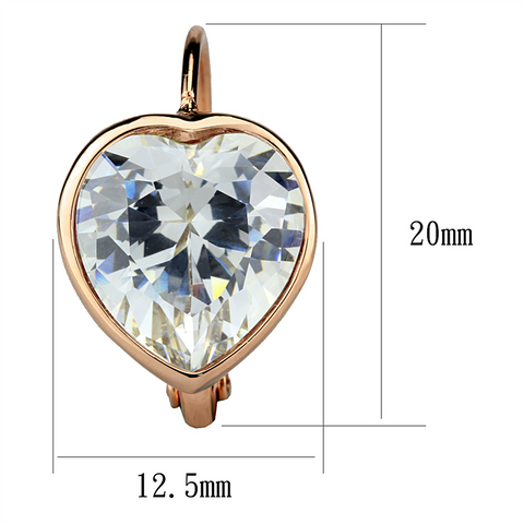 LO3872 - Rose Gold Brass Earrings with AAA Grade CZ  in Clear