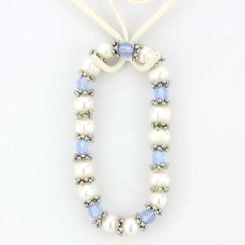 LO4652 - Antique Silver White Metal Bracelet with Synthetic Pearl in Sea Blue