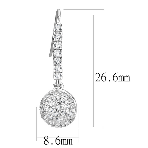 LO893 - Rhodium Brass Earrings with AAA Grade CZ  in Clear