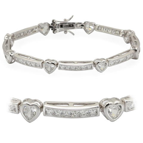 LOS331 - Rhodium Sterling Silver Bracelet with Leather in Jet