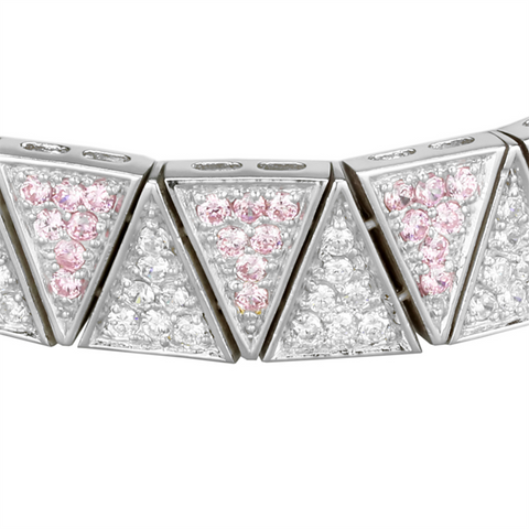 LOS845 - Rhodium 925 Sterling Silver Bracelet with AAA Grade CZ  in Rose