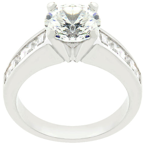 Classic Rhodium Plated Engagement Ring