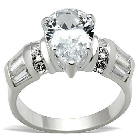 SS049 - Silver 925 Sterling Silver Ring with AAA Grade CZ  in Clear