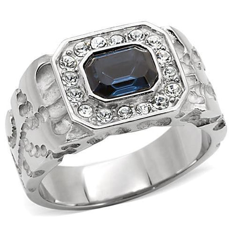 TK02210 - High polished (no plating) Stainless Steel Ring with Top Grade Crystal  in Montana