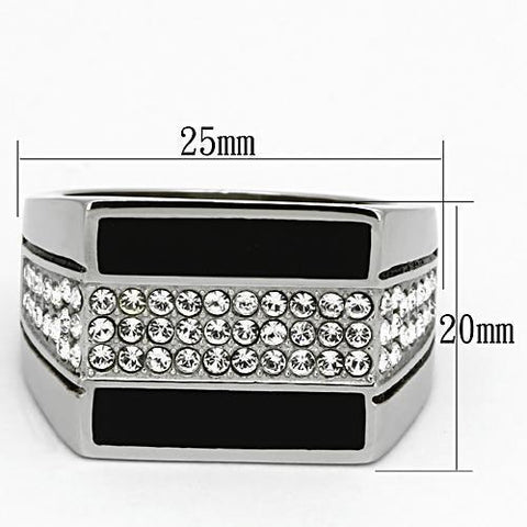 TK1048 - High polished (no plating) Stainless Steel Ring with Top Grade Crystal  in Clear