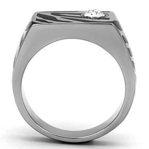 TK1054 - High polished (no plating) Stainless Steel Ring with Top Grade Crystal  in Clear