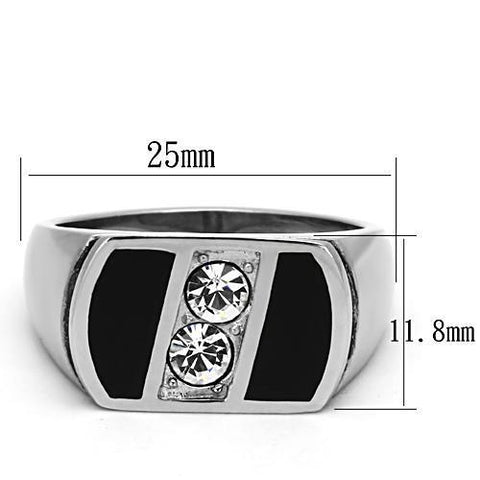 TK1068 - High polished (no plating) Stainless Steel Ring with Top Grade Crystal  in Clear