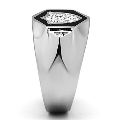 TK1069 - High polished (no plating) Stainless Steel Ring with Top Grade Crystal  in Clear