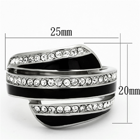 TK1134 - High polished (no plating) Stainless Steel Ring with Top Grade Crystal  in Clear