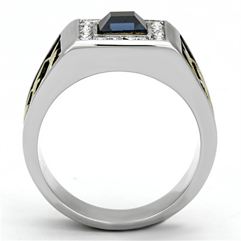 TK1180 - Two-Tone IP Gold (Ion Plating) Stainless Steel Ring with Top Grade Crystal  in Montana