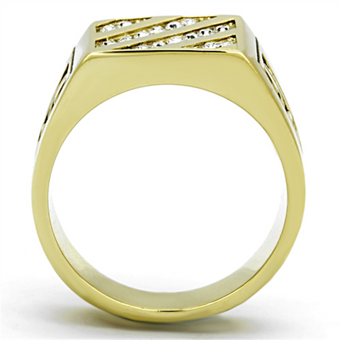 TK1189 - IP Gold(Ion Plating) Stainless Steel Ring with Top Grade Crystal  in Clear