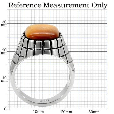 TK129 - High polished (no plating) Stainless Steel Ring with Synthetic Tiger Eye in Topaz