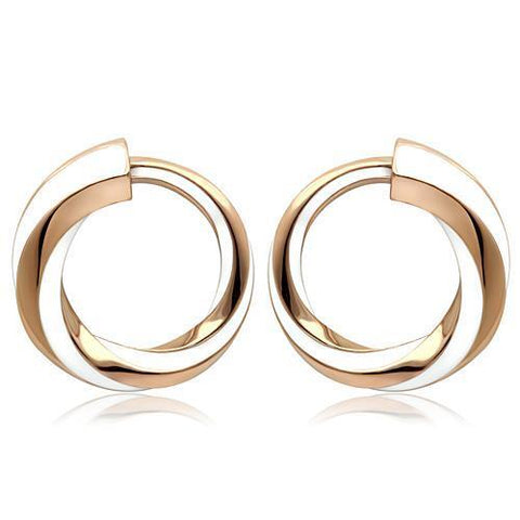 TK1488 - IP Rose Gold(Ion Plating) Stainless Steel Earrings with Epoxy  in White