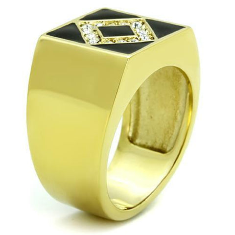 TK1613 - IP Gold(Ion Plating) Stainless Steel Ring with Top Grade Crystal  in Clear