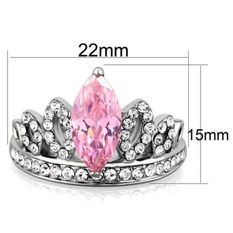 TK1771 - High polished (no plating) Stainless Steel Ring with AAA Grade CZ  in Rose