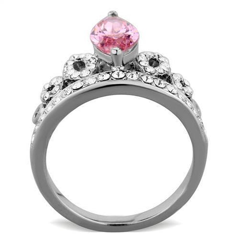 TK1771 - High polished (no plating) Stainless Steel Ring with AAA Grade CZ  in Rose