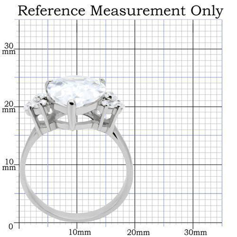 TK186 - High polished (no plating) Stainless Steel Ring with AAA Grade CZ  in Clear