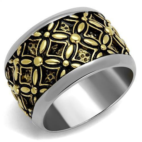 TK2237 - Two-Tone IP Gold (Ion Plating) Stainless Steel Ring with Epoxy  in Jet