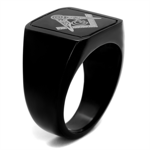 TK2371 - IP Black(Ion Plating) Stainless Steel Ring with No Stone