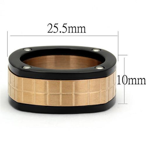 TK2406 - Three Tone IP?IP Rose Gold & IP Black & High Polished) Stainless Steel Ring with No Stone