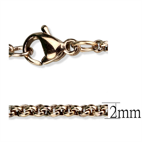 TK2425R - IP Rose Gold(Ion Plating) Stainless Steel Chain with No Stone