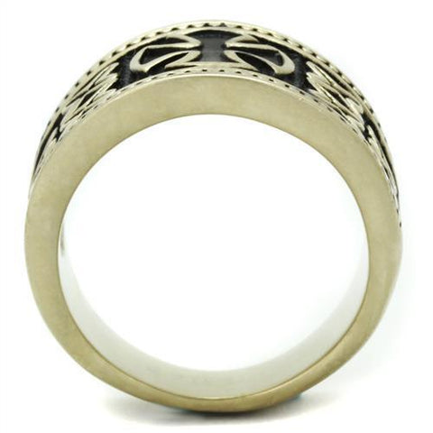 TK2469 - IP Antique Copper Stainless Steel Ring with Epoxy  in Jet