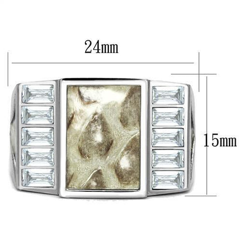 TK2784 - No Plating Stainless Steel Ring with AAA Grade CZ  in Clear