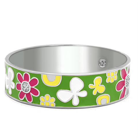 TK287 - High polished (no plating) Stainless Steel Bangle with Epoxy  in Multi Color